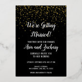 金ゴールド紙吹雪|Black We're Getting Married 結婚's 箔招待状 (正面)