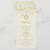 金ゴールド紙吹雪、Star of DavidバルミツワーMenu Card メニュー (正面/裏面)
