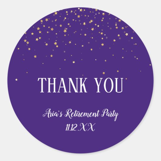 金ゴールド紙吹雪Purple Thank You Fever ラウンドシール (正面)