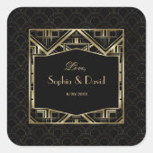 金ゴールド素晴らしギャツビーアールデコ結婚スタイル スクエアシール (正面)