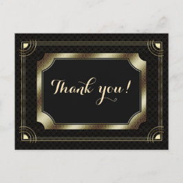 金ゴールド素晴らしギャツビーアールデコ20結婚s Thank You ポストカード