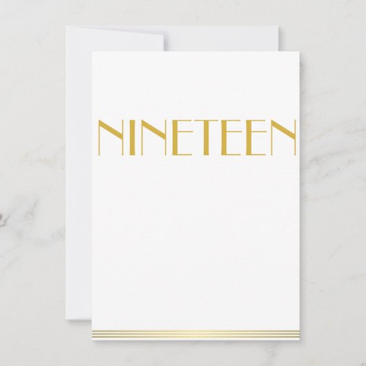 金ゴールド素晴らしギャツビー結婚のテーブルカード19 招待状 (正面)
