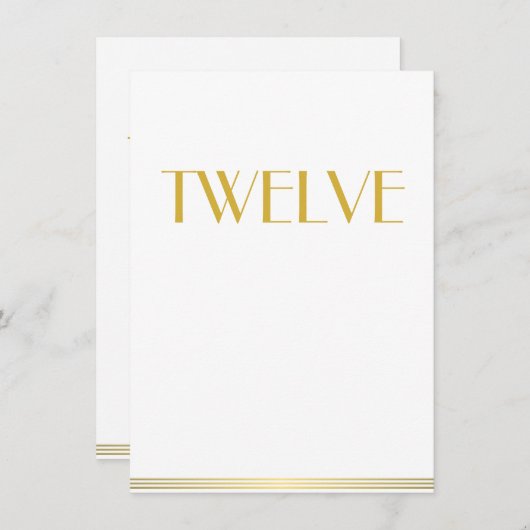 金ゴールド素晴らしホワイト結婚ギャツビーのテーブルカード12 招待状 (正面/裏面)