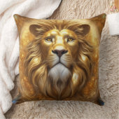 金ゴールド素晴らしライオン頭 クッション (ブランケット)