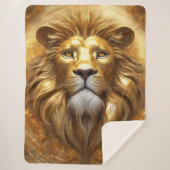 金ゴールド素晴らしライオン頭 シェルパブランケット (正面)