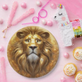 金ゴールド素晴らしライオン頭 ペーパープレート (パーティー)