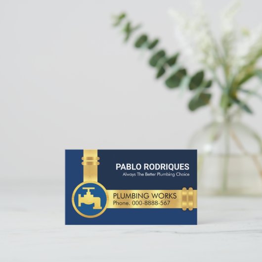 金ゴールド素晴らし水配管配管配管機 名刺 (スタンド正面)