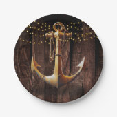 金ゴールド素朴いかりベビーシャワー ペーパープレート (正面)