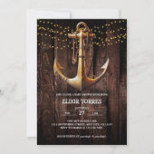 金ゴールド素朴いかりベビーシャワー 招待状 (正面)