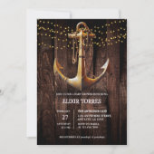 金ゴールド素朴いかりベビーシャワー 招待状 (正面)