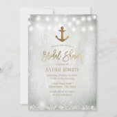 金ゴールド素朴いかりベビーズブレスブライダルシャワー 招待状 (正面)