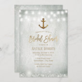 金ゴールド素朴いかりベビーズブレスブライダルシャワー 招待状 (正面/裏面)