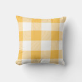 金ゴールド素朴とホワイトバッファローチェックのプレイド クッション (正面)