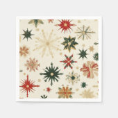 金ゴールド素朴の雪の模様クリスマス スタンダードカクテルナプキン (正面)