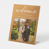 金ゴールド素朴はシックな写結婚真へようこそ 台座サイン (正面)