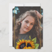 金ゴールド素朴ひまわりPHOTO夏期卒業 招待状 (裏面)