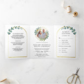 金ゴールド素朴アルチユーカリリース結婚ズ 三つ折り招待状 (内部)