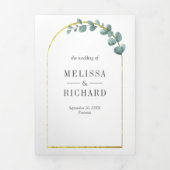 金ゴールド素朴アルチユーカリリース結婚ズ 三つ折り招待状 (カバー)