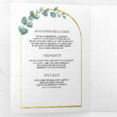 金ゴールド素朴アルチユーカリリース結婚ズ 三つ折り招待状 (内部最初)