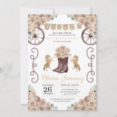 金ゴールド素朴ウエスタンカウボーブーツキンセアニラ 招待状 (正面)