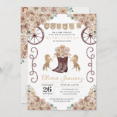 金ゴールド素朴ウエスタンカウボーブーツキンセアニラ 招待状 (正面/裏面)