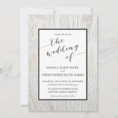 金ゴールド素朴ウッドグレイン結婚式招待状 招待状 (正面)