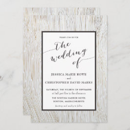 金ゴールド素朴ウッドグレイン結婚式招待状 招待状