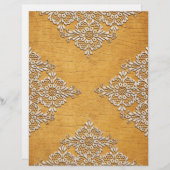 金ゴールド素朴ウッド&ホワイトレーススクラップブック紙 (正面/裏面)