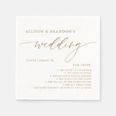 金ゴールド素朴エレガントな結婚式おもしろいファクト スタンダードカクテルナプキン (正面)