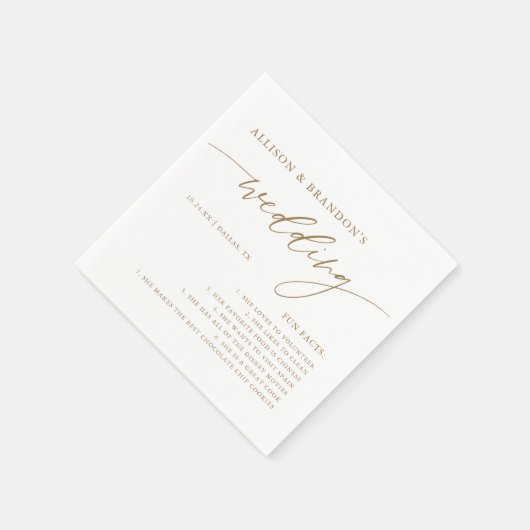 金ゴールド素朴エレガントな結婚式おもしろいファクト スタンダードカクテルナプキン (角)