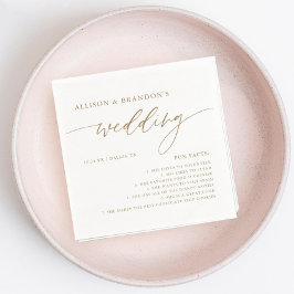 金ゴールド素朴エレガントな結婚式おもしろいファクト スタンダードカクテルナプキン