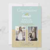 金ゴールド素朴オーナメント院生2写真卒業 カード (正面)