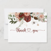 金ゴールド素朴カラフルフローラフラ結婚ット サンキューカード (正面)