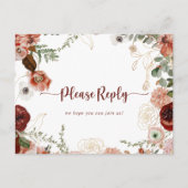 金ゴールド素朴カラフルフローラメニュー選択RSVP ポストカード (正面)