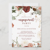 金ゴールド素朴カラフルフローラ婚約パーティ 招待状 (正面)