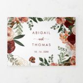金ゴールド素朴カラフルフローラ結婚の 三つ折り招待状 (カバー)