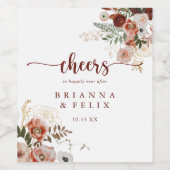 金ゴールド素朴カラフルフローラ結婚応援 ワインラベル (シングルラベル)