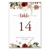 金ゴールド素朴カラフルフローラ結婚書道 テーブルナンバー (裏面)