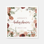 金ゴールド素朴カラフルフローラ赤ちゃんシャワー スタンダードカクテルナプキン (正面)