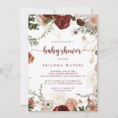 金ゴールド素朴カラフルフローラ赤ちゃんシャワー 招待状 (正面)