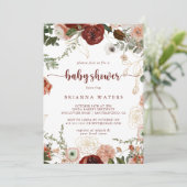 金ゴールド素朴カラフルフローラ赤ちゃんシャワー 招待状 (スタンド正面)