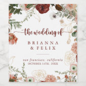 金ゴールド素朴カラフル結婚フローラのワインラベル ワインラベル (シングルラベル)