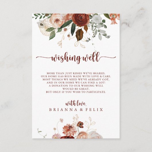 金ゴールド素朴カラフル結婚フローラの願い井戸 エンクロージャーカード (正面)
