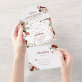 金ゴールド素朴カラフル結婚フローラ オールインワン招待状 (貼ってはがせる)