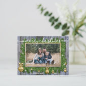 金ゴールド素朴クリスマスファミリーポートレート写真 シーズンポストカード (スタンド正面)