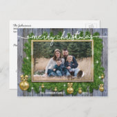 金ゴールド素朴クリスマスファミリーポートレート写真 シーズンポストカード (正面/裏面)