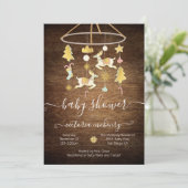 金ゴールド素朴クリスマスホリデーモバイルベビーシャワー 招待状 (スタンド正面)