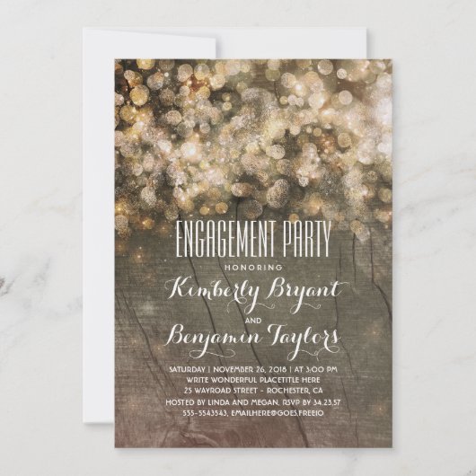 金ゴールド素朴グリッターライツウッド婚約パーティ (正面)