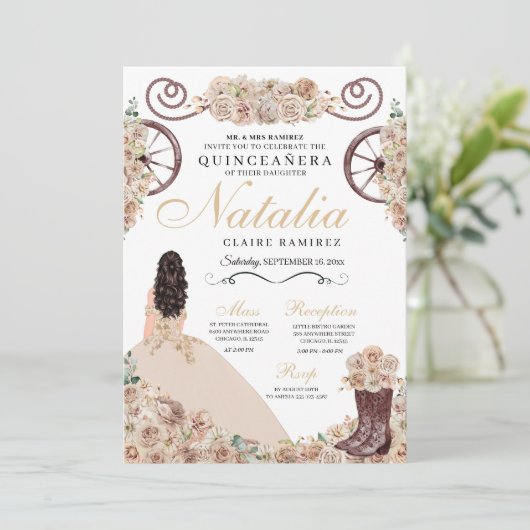 金ゴールド素朴シャマーニュウエスタンキンセアニェラ 招待状 (スタンド正面)