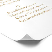 金ゴールド素朴スクリプトのアルファベット順の座席表 ポスター (角)